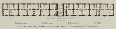Novas Residências, Christ Church College, Oxford, Planta do andar térreo (gravura) de English School