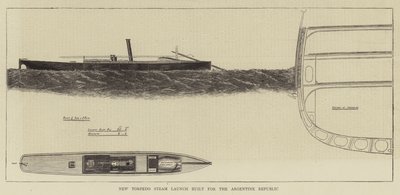Novo Lançamento de Torpedo a Vapor construído para a República Argentina (gravura) de English School