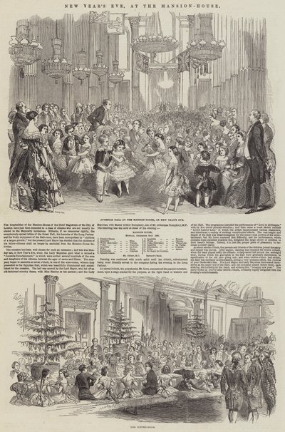 Véspera de Ano Novo, na Mansion-House (gravura) de English School
