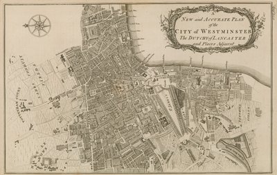 Plano novo e preciso da cidade de Westminster, o Dutchy de Lancaster e lugares adjacentes de English School