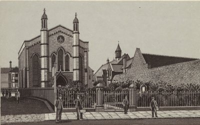 Newbury: Wesleyan Church  Schools (litografia) de English School