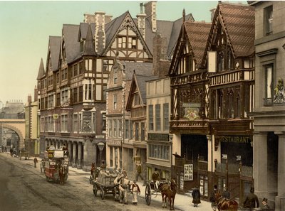 Newgate Street, Chester (foto colorida à mão) de English School