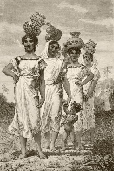 Raparigas do campo paraguaias do século XIX (litografia) de English School