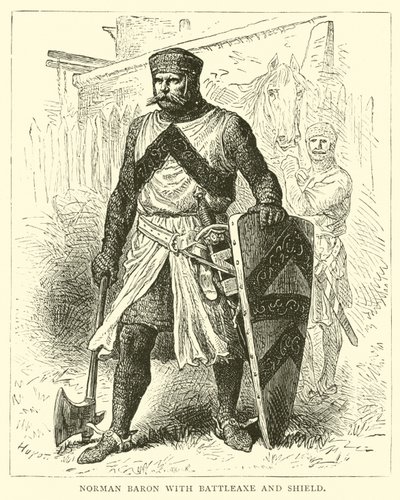 Norman Baron com machado de batalha e escudo de English School
