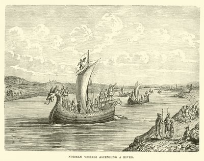 Embarcações normandas subindo o rio de English School