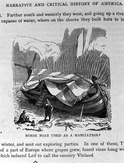 Barco Nórdico Usado como Habitação, da História Narrativa e Crítica da América, pub. em 1889 de English School