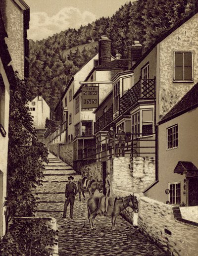 North Devon: Clovelly, Main Street (litografia) de English School