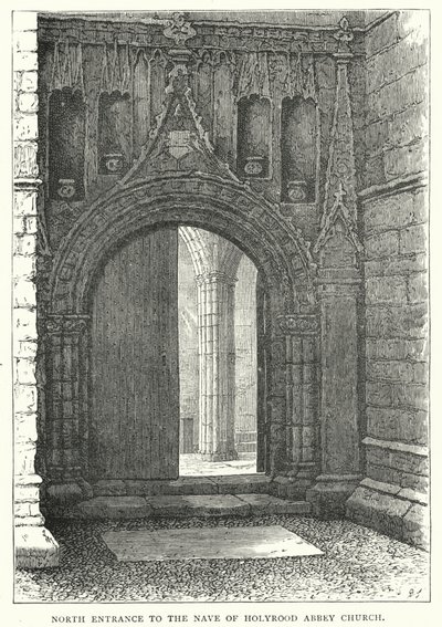 Entrada Norte da Nave da Igreja da Abadia de Holyrood (gravura) de English School