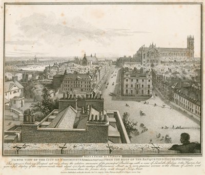Vista norte, de, westminster, de, a, telhado, de, a, banqueting, casa, whitehall de English School