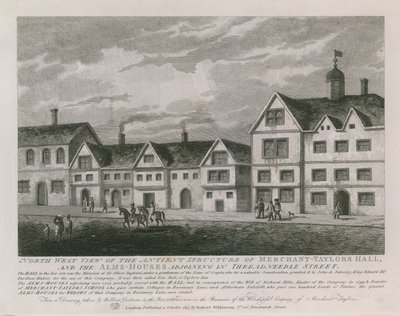 Vista noroeste da estrutura antient do Merchant Taylors Hall de English School