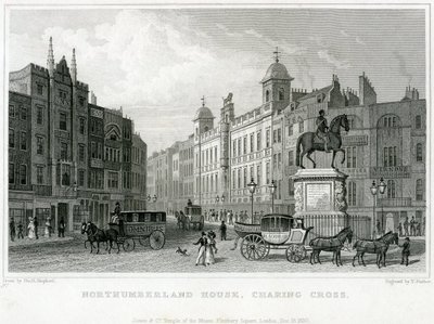 Casa de Northumberland, Charing Cross. Bishs Lottery Office, no 9 Charing Cross, fica ao lado do Golden Cross Hotel de English School