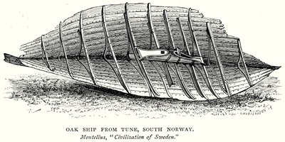 Navio de carvalho de Tune, sul da Noruega (gravura) de English School