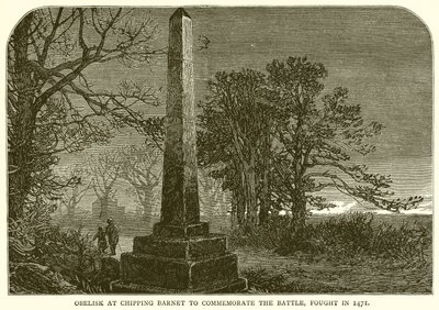 Obelisco em Chipping Barnet para comemorar a batalha, lutou em 1471 de English School