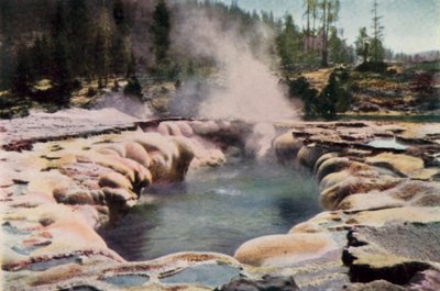 Oblong Geyser, Yellowstone Park (cor litho) de English School