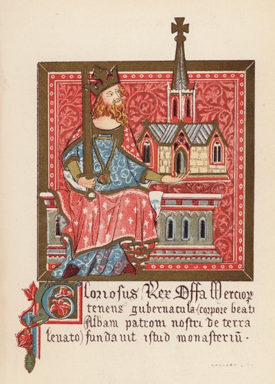 Offa, rei da Mércia (litografia a cores) de English School