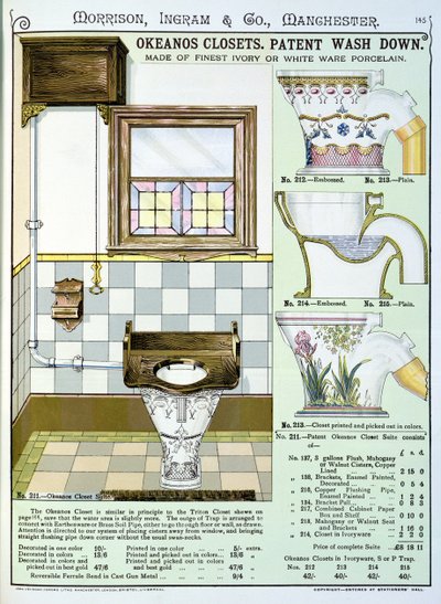Okeanos Armários de um catálogo de artigos sanitários produzidos por Morrison, Ingram & Co., Manchester, publicado c.1890 de English School