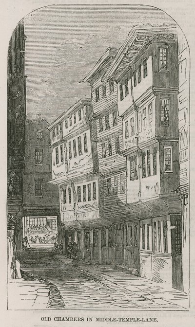 Câmaras antigas em Middle Temple Lane de English School