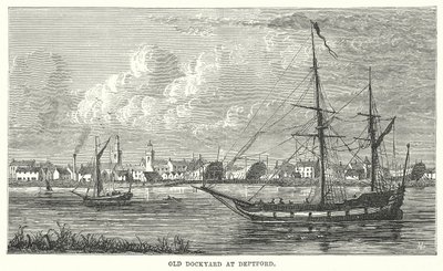 Antigo estaleiro em Deptford (gravura) de English School