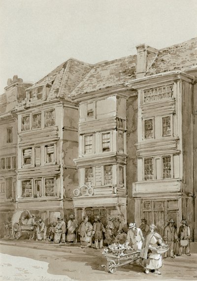 Casas antigas na rua Aldersgate (wc no papel) de English School