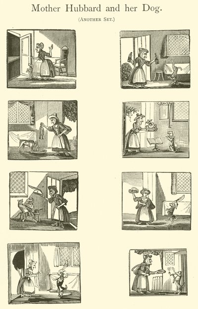 A velha mãe Hubbard e o seu cão (xilogravura) de English School