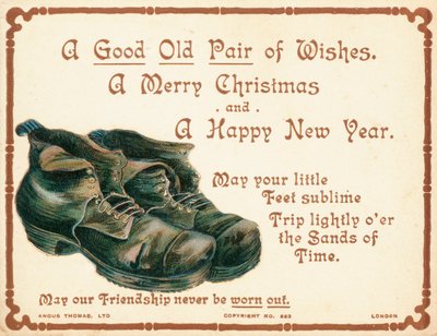 Velho par de botas, cartão de Natal de English School
