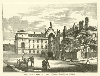 Old Palace Yard em 1796, a partir de um desenho de Miller (gravura) de English School