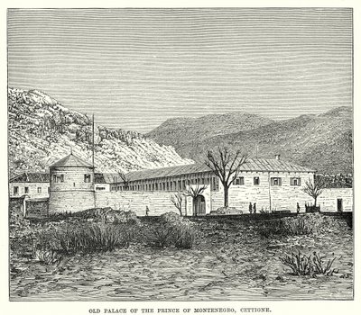 Antigo Palácio do Príncipe de Montenegro, Cettigne (gravura) de English School