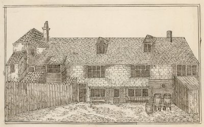 Old Pied Bull, Islington (traseira) (tinta no papel) de English School