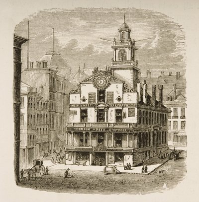 Old State House, Boston, em c.1870, de &39;American Pictures&39; publicado pela Religious Tract Society, 1876 de English School