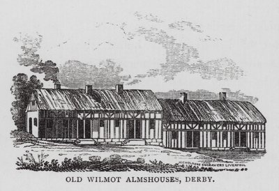 Antigo Wilmot Almshouses, Derby (gravura) de English School