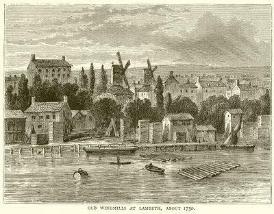 Moinhos antigos em Lambeth, cerca de 1750 de English School
