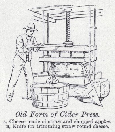 Velha forma de prensa de sidra (litho) de English School