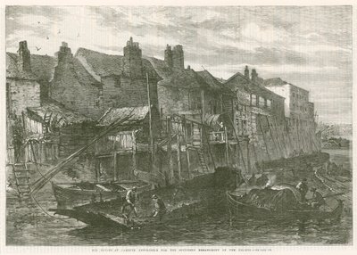 Casas antigas em Lambeth demoliram para o aterro sul do rio Tâmisa de English School