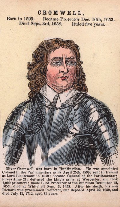 Oliver Cromwell, Protector (gravura colorida) de English School