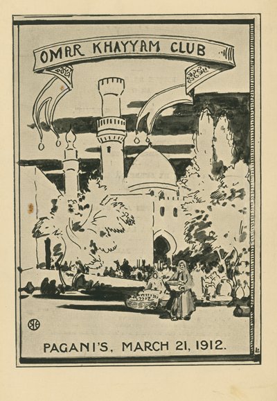 Omar Khayyam Club Dinner, 21 de março de 1912, no Restaurante Paganis de English School