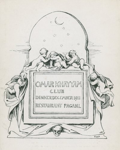 Omar Khayyam Club Dinner, dezembro de 1911, no Restaurante Paganis de English School