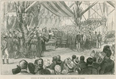 Abertura da nova ponte sobre o rio Tâmisa em Putney pelo príncipe e princesa do País de Gales de English School