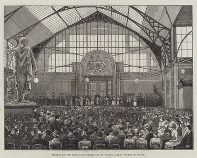 Abertura da Exposição de Edimburgo pelo Príncipe Albert Victor de Gales (gravura) de English School