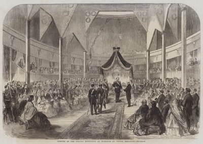 Abertura da Exposição Italiana em Florença por Victor Emmanuel (gravura) de English School