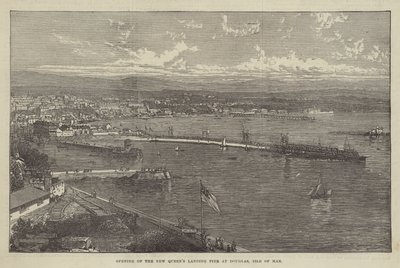 Abertura do Novo Cais de desembarque da Rainha em Douglas, Ilha de Man (gravura) de English School