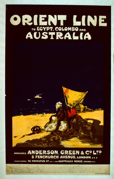 Orient Line Poster, c.1920 de English School