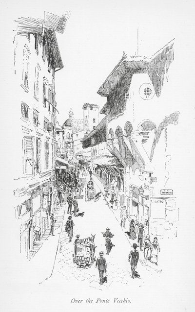 Sobre a Ponte Vecchio (litografia) de English School