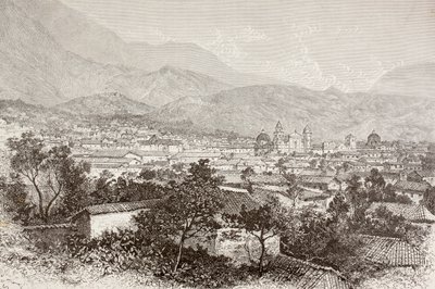 Vista geral de Bogotá, Colômbia (litografia) de English School