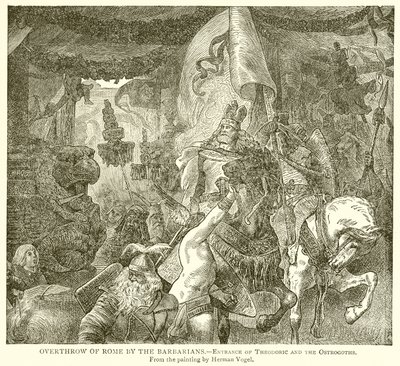 Derrubada de Roma pelos Bárbaros. Entrada de Teodorico e dos Ostrogodos de English School