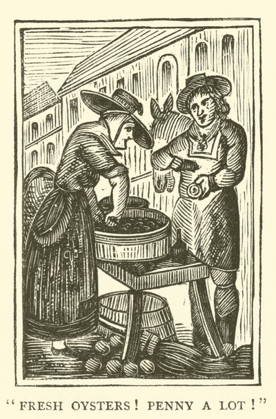 Vendedor de ostras (xilogravura) de English School