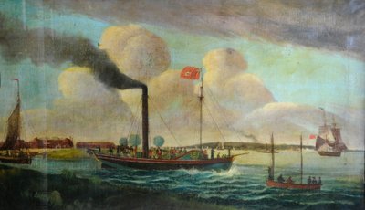 P.S. Carta Régia à beira-mar de Barton, c.1850 (óleo sobre tela) de English School