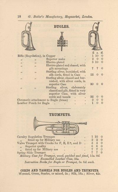Página do Catálogo Ilustrado de Instrumentos Musicais de G Butler (gravura) de English School