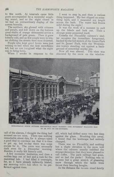 Página de um artigo de revista sobre uma Londres imaginária ligada à neve de English School