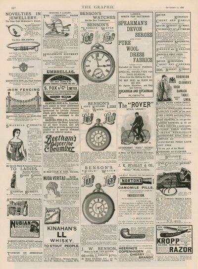 Página de publicidade de The Graphic, 22 de setembro de 1888 de English School