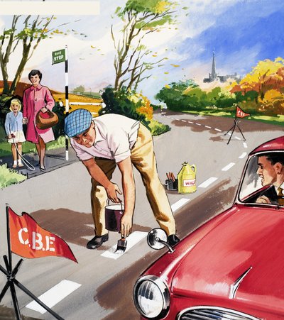 Linhas brancas de pintura de English School